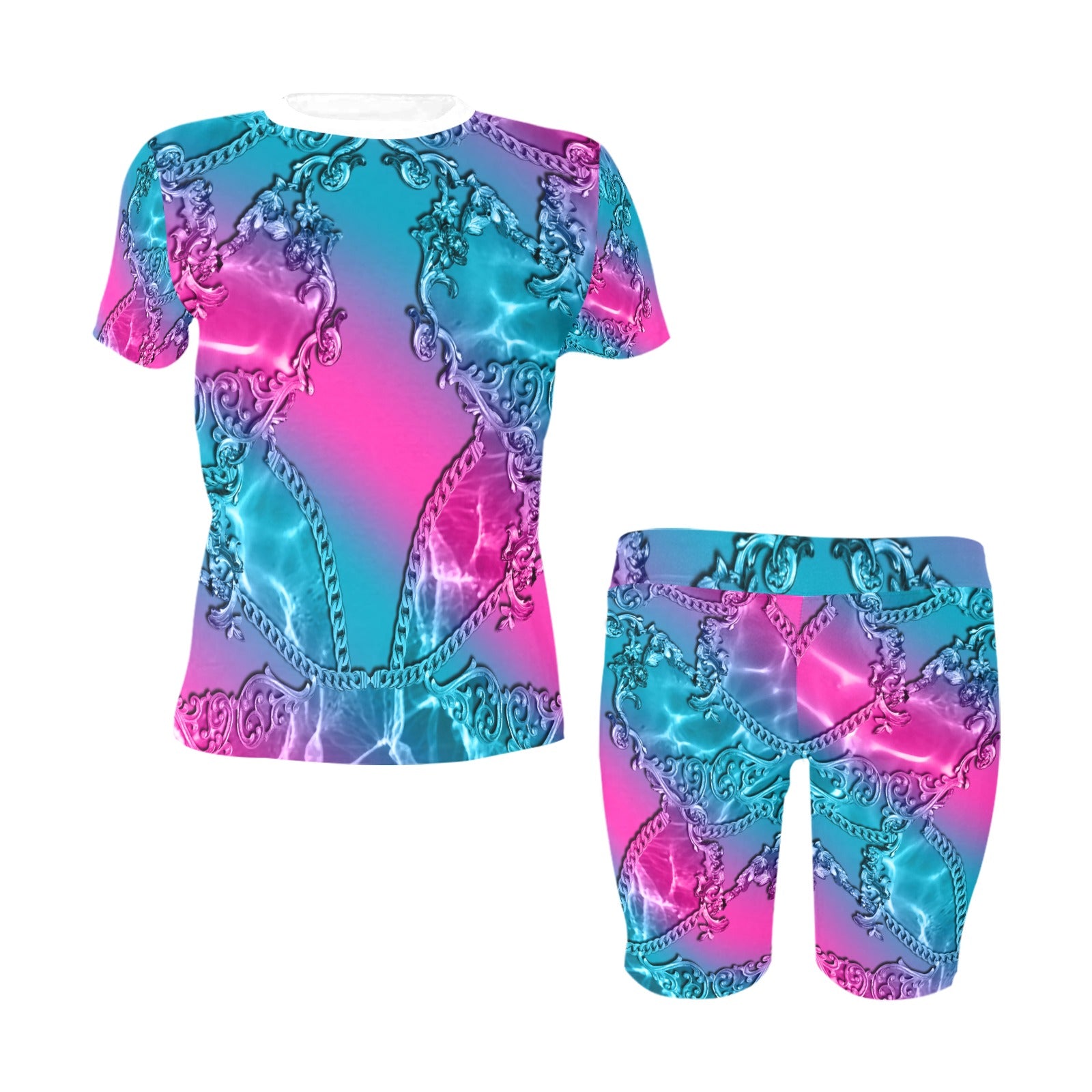 Pink Ocean Custom Short Set - MK EYE CATCHING EVENTFUL CREATIONS LLC